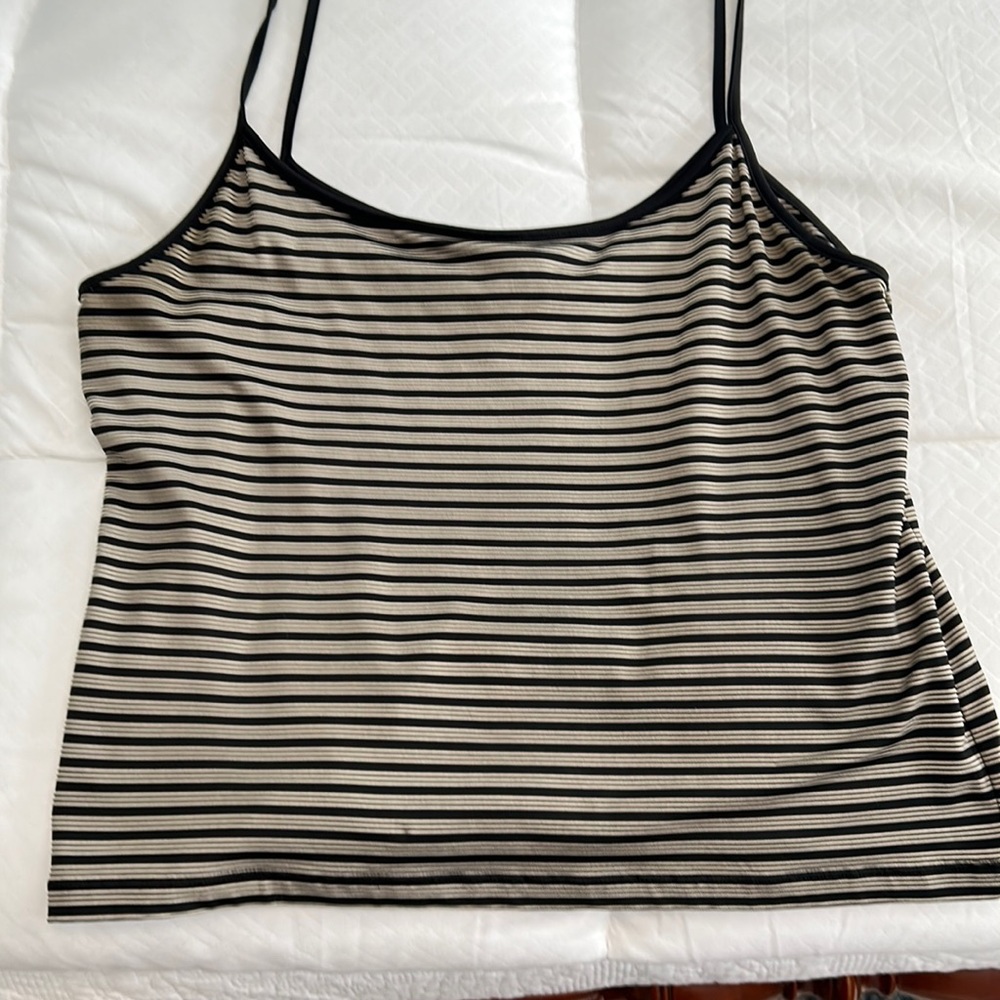 Banana Republic black and tan stripe tank or camisole. Size Large.
